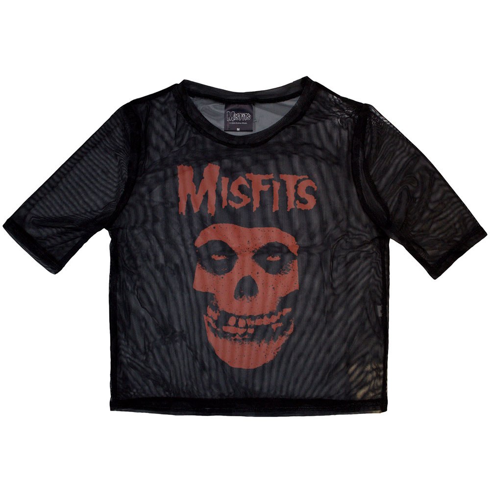Misfits - Orange Logo & Skull Crop top - Zwart